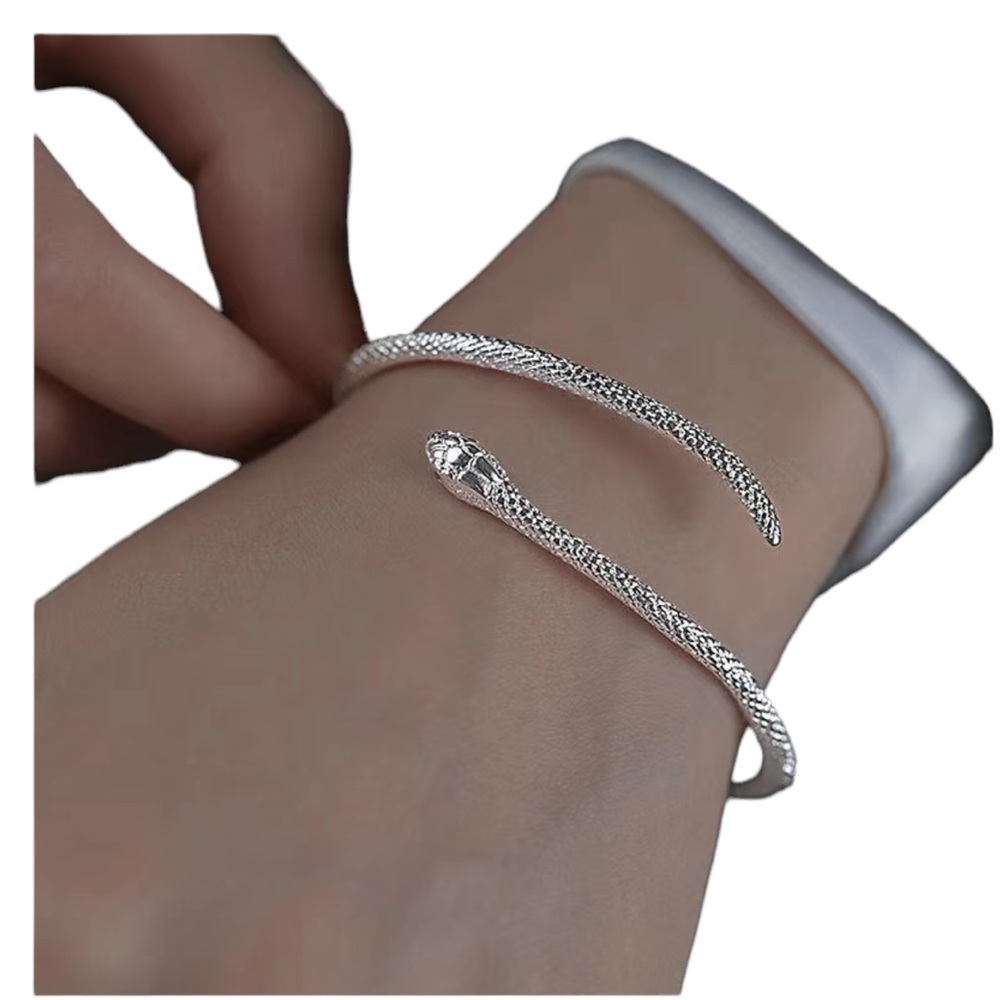Silver and Ruby Snake Wrap Bracelet